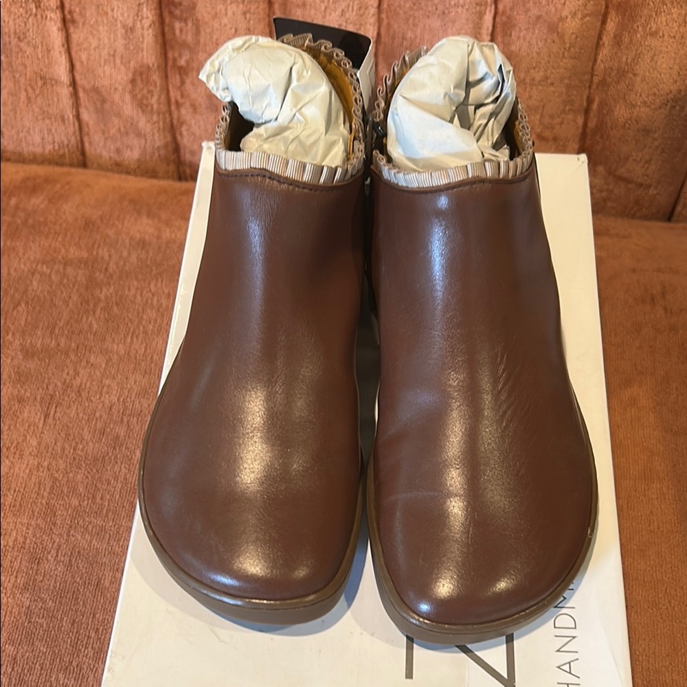 Brown Leather Barefoot Ankle Boots